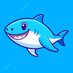 Cute shark illustration suitable for mascot sticker and tshirt design
