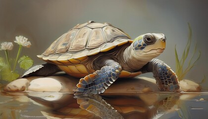 Naklejka premium turtle on the beach