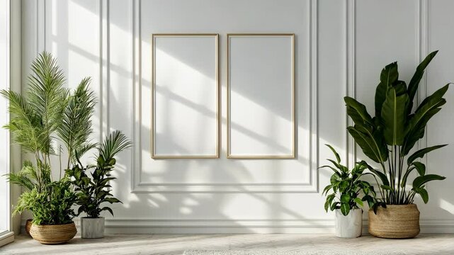 Creating a serene indoor space with potted plants and natural light in a minimalist room