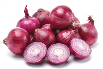 Red Onions on White Background