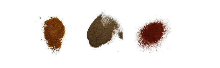 Close-up macro shot of 3 types of spices