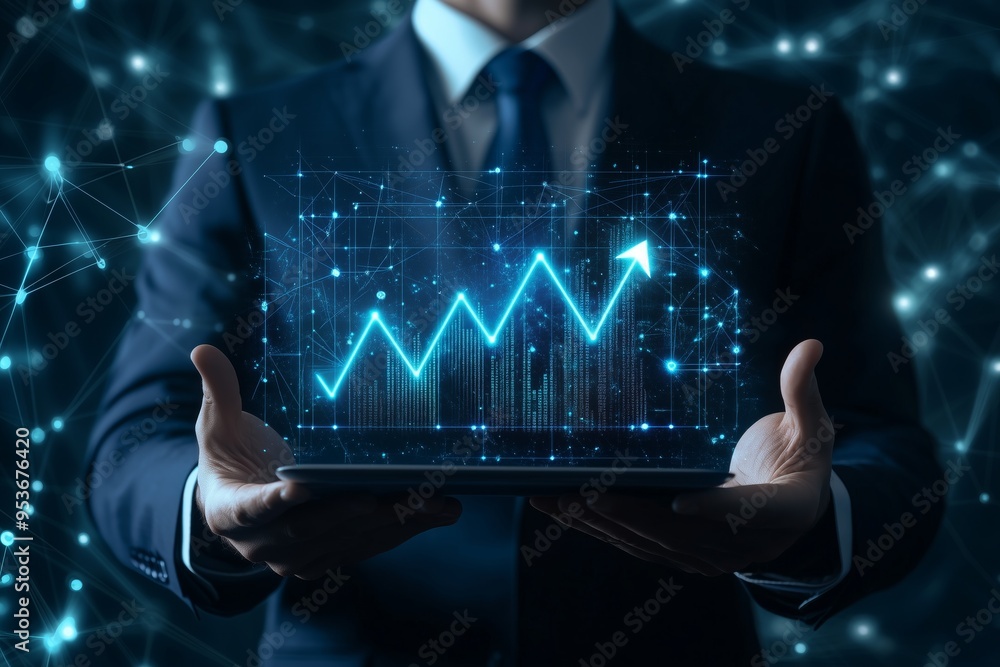 Poster dynamic visualization of business growth trends tailored for professionals in various fields of expe