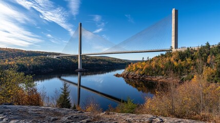 Fototapeta premium World's tallest bridge observatory (420 ft) at Penobscot Narrows Bridge.
