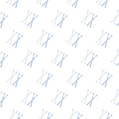 Ski and sticks icon isolated seamless pattern on white background