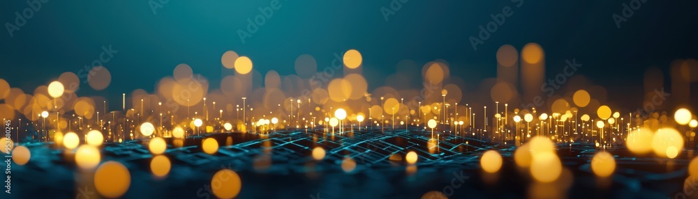 Aufkleber a mesmerizing close-up of glowing bokeh lights on a textured surface, creating a dreamy and atmosphe