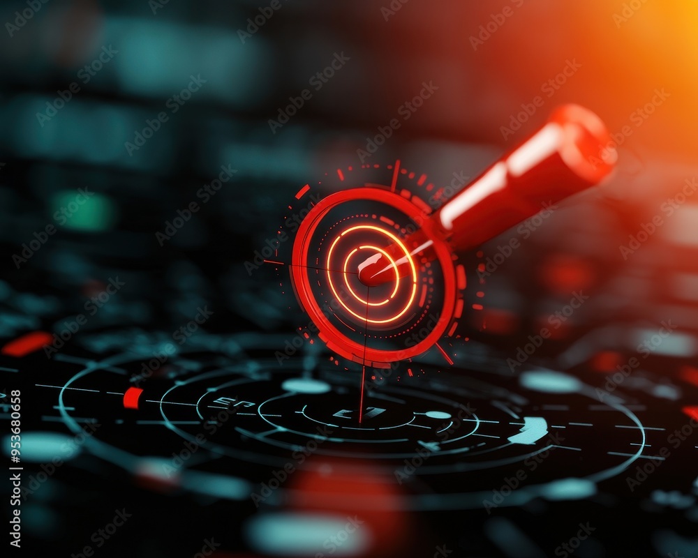 Leinwandbilder a striking digital target symbol with a red pointer, representing precision in technology and data a