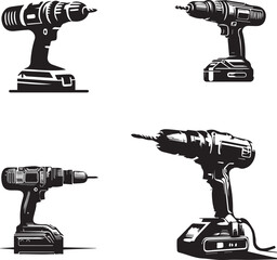 silhouette of clean vector drill isolated on white background 