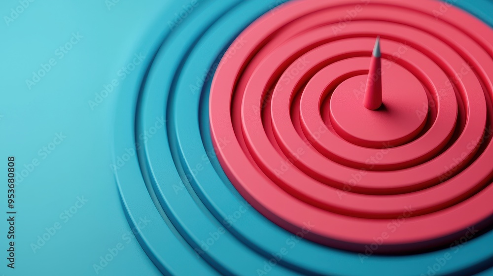 Poster a vibrant design featuring concentric circles in pink and blue, symbolizing focus and precision in a