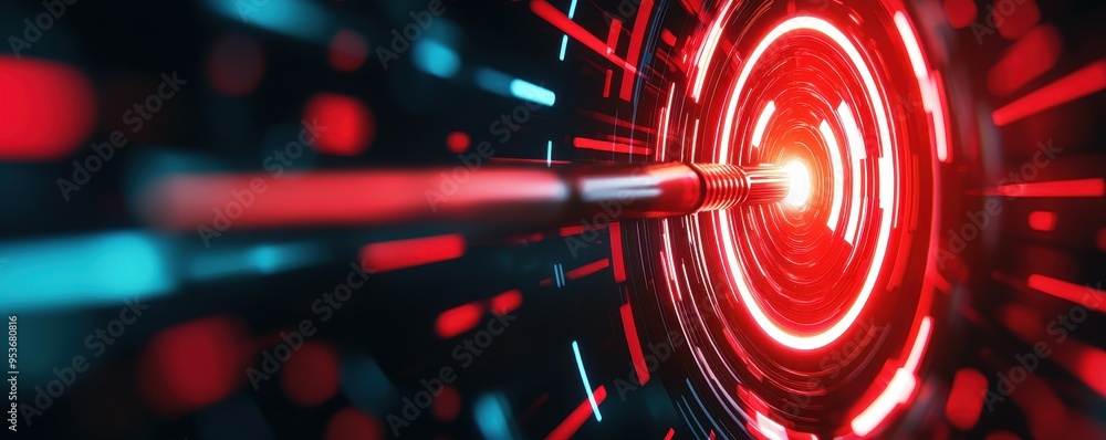 Poster a vibrant digital tunnel with glowing lines, representing speed and technology. perfect for futurist