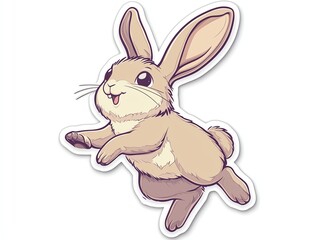 Obraz premium A cute cartoon rabbit hopping playfully, perfect for illustrations, children's themes, or springtime designs.