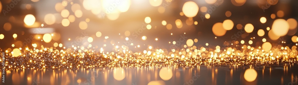 Poster a stunning background of shimmering golden bokeh lights creating a festive and magical atmosphere.