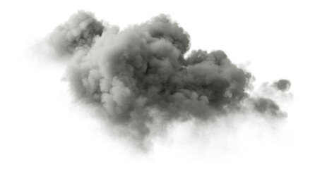 Industrial emission clouds cutout on transparent backgrounds 3d illustration png