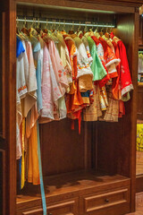 Close-Up of Colorful Traditional Asian Garments on Display