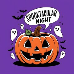 halloween pumpkins, ghost birds, ghost tree, funny faces pumpkins, Autumn holidays. Ai generated image, t shirt design, 