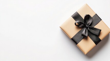 Obraz premium Gift box with Black Friday tag, clean lines, minimal flat design illustration on white background, copy space for stock photo with minimal concept, No logo, No Trademark, No text