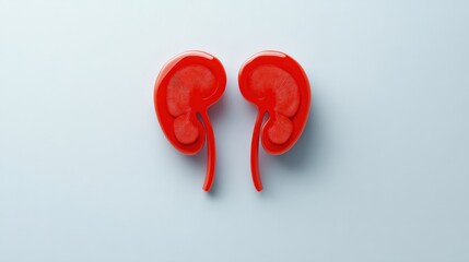 Kidney pair with smooth contours, minimalist concept, flat design illustration on white background, copy space for stock photo with minimal concept, No logo, No Trademark, No text