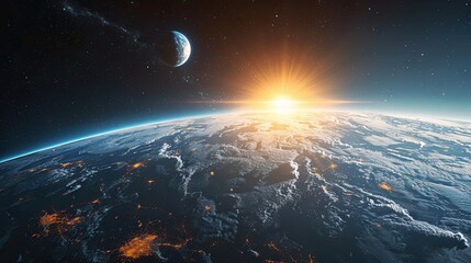 3D Render of a Planet Horizon with Atmospheric Glow