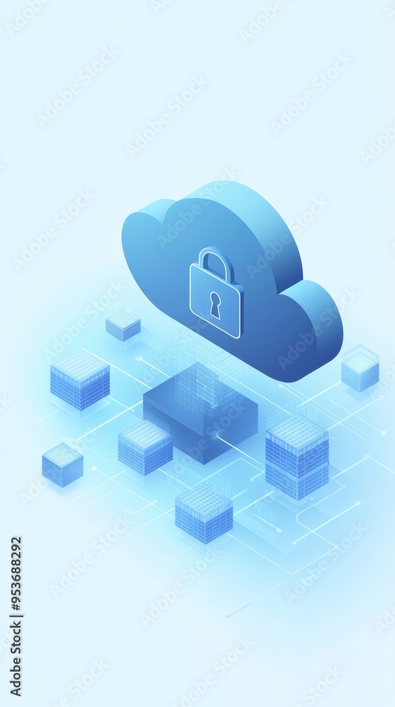 Aufkleber Cloud icon with a lock representing secure cloud computing and data storage. Concept of encrypted cloud services.