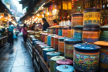 Tibetan Prayer Wheel Market Stall Buddhism Religion Spiritual Symbol