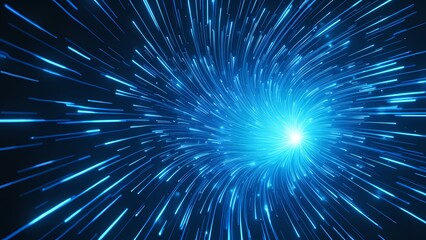 Bright Blue Light Trails Curving in a Dance of Energy Across a Dark Space