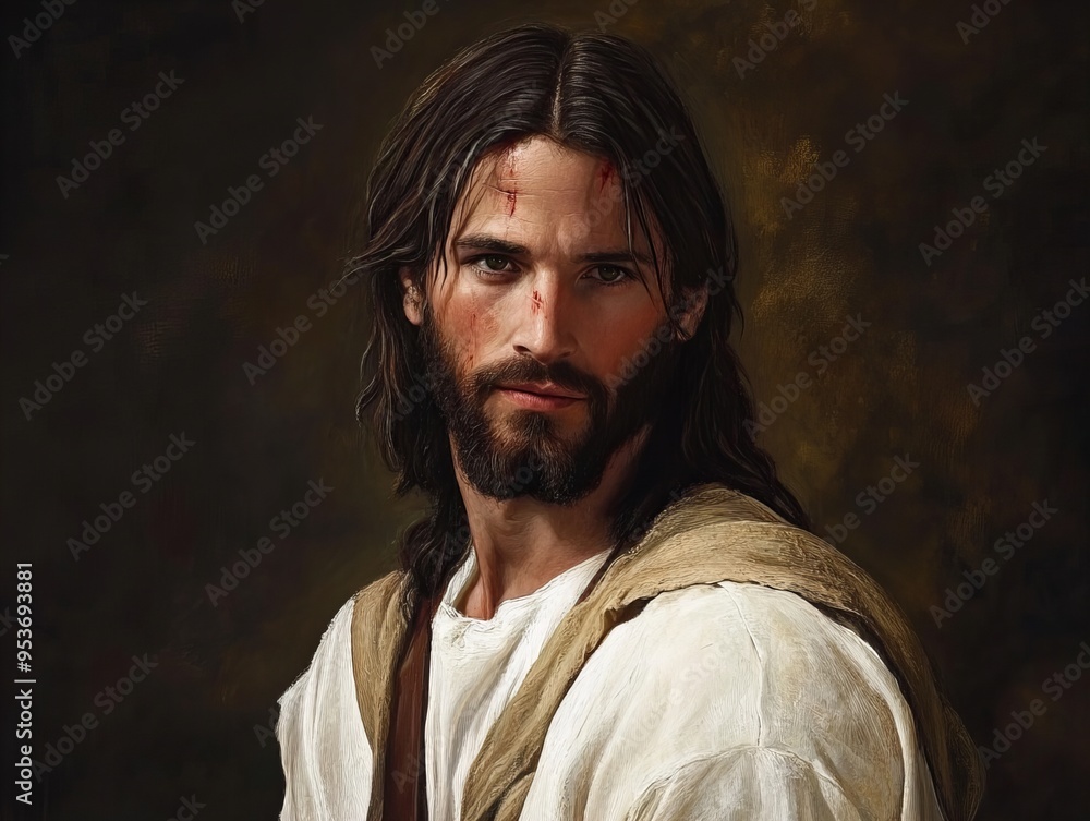 Wall mural portrait of Jesus Christ, concept of Christianity and faith