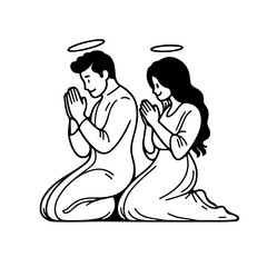 A man and a woman are praying together