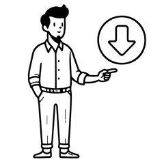 A man pointing to a download button