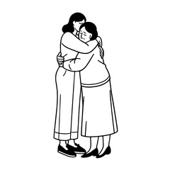A woman is hugging an older woman