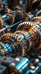 Obraz premium Perspective view of industrial engine gear wheel