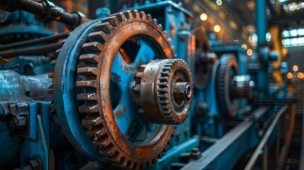 Fototapeta premium Perspective view of industrial engine gear wheel