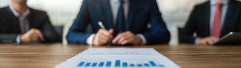 Fototapeta premium Business meeting with diverse professionals discussing stock market trends, corporate strategy, financial planning