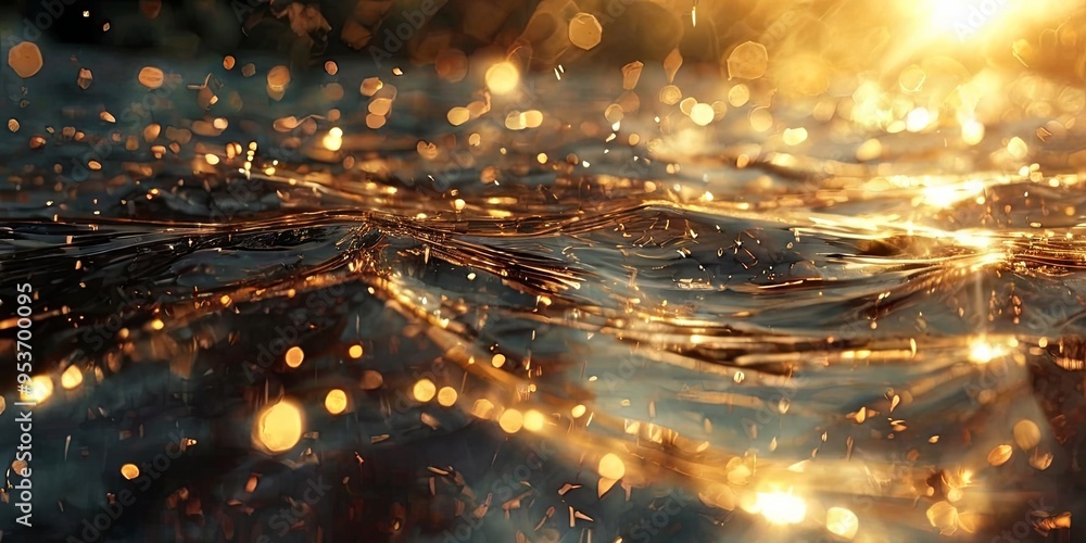 Aufkleber the image is of a body of water with a lot of sparkles in it