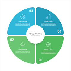 A four-stage circle informative infographic for a business presentation or website consisting of four stages