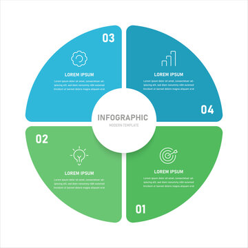 A four-stage circle informative infographic for a business presentation or website consisting of four stages