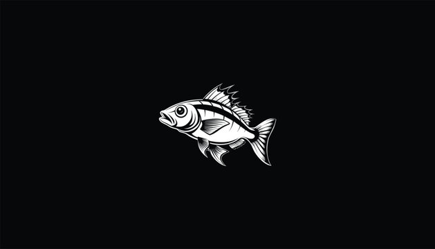 recommend clip art: "Minimalist White Color Bass Fish Logo with White Outline on Black Background"