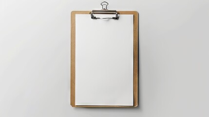 White flipped paper on clipboard isolated on white
