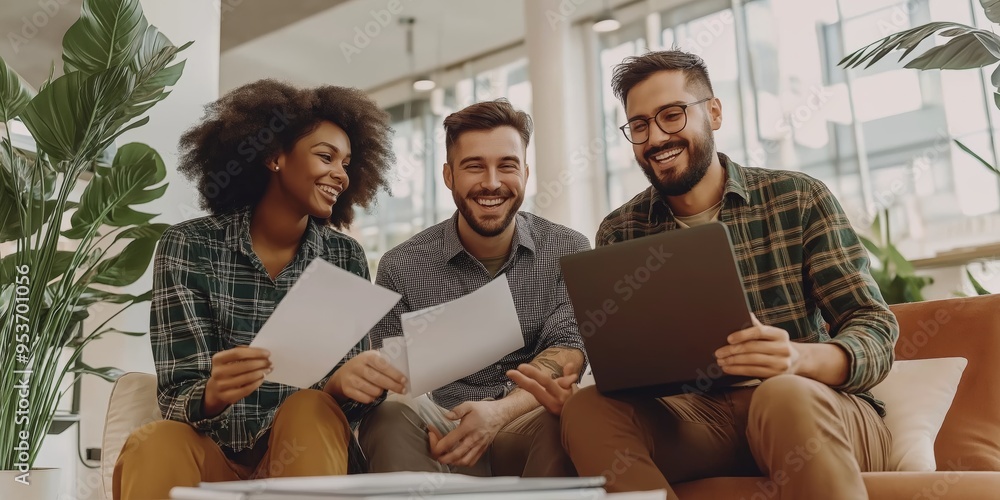 Aufkleber A Collaborative Business Team is actively engaged in a dynamic and constructive discussion, sharing innovative ideas and strategies that drive productivity and inspire creativity in their projects