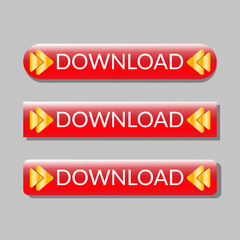 Set of Download Buttons with gradient, triangle pointing to the center