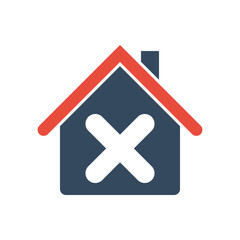 Obraz premium house icon with cross mark