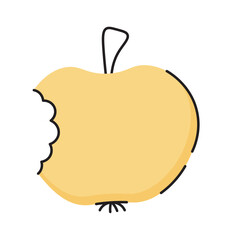 A yellow apple with a bite mark drawn in a flat vector illustration style Symbolizing a fresh and tasty fruit with a minimalist design