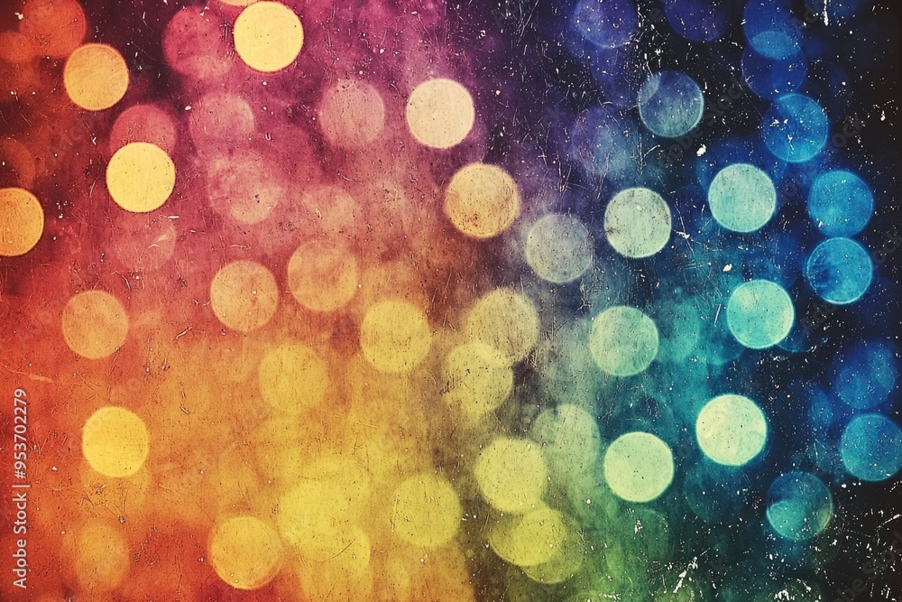 Poster abstract colorful bokeh background with grunge texture