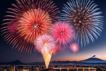 Fototapeta premium 夏の夜空を彩る花火