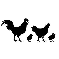 rooster and chicken silhouette