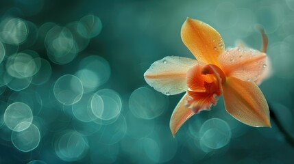 A beautiful peach and yellow orchid flower 