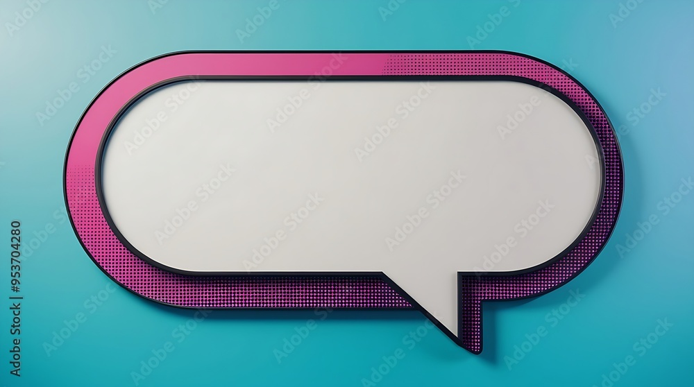 Poster large blank speech balloon in the center with a solid bright background and a subtle halftone textur