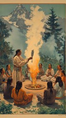 Fototapeta premium Smudge Stick Healing Ceremony Native American Spirituality Religion Spiritual Symbol