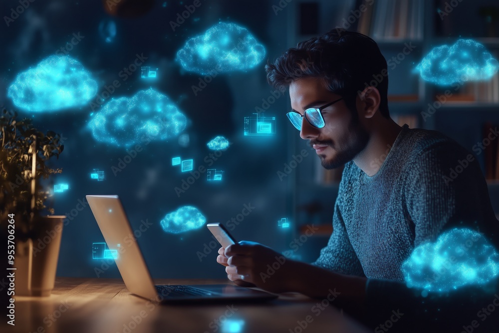 Aufkleber Digital Networking The Future of Business and Technology This concept explores the everevolving landscape where businesses leverage technology for improved communication and collaboration