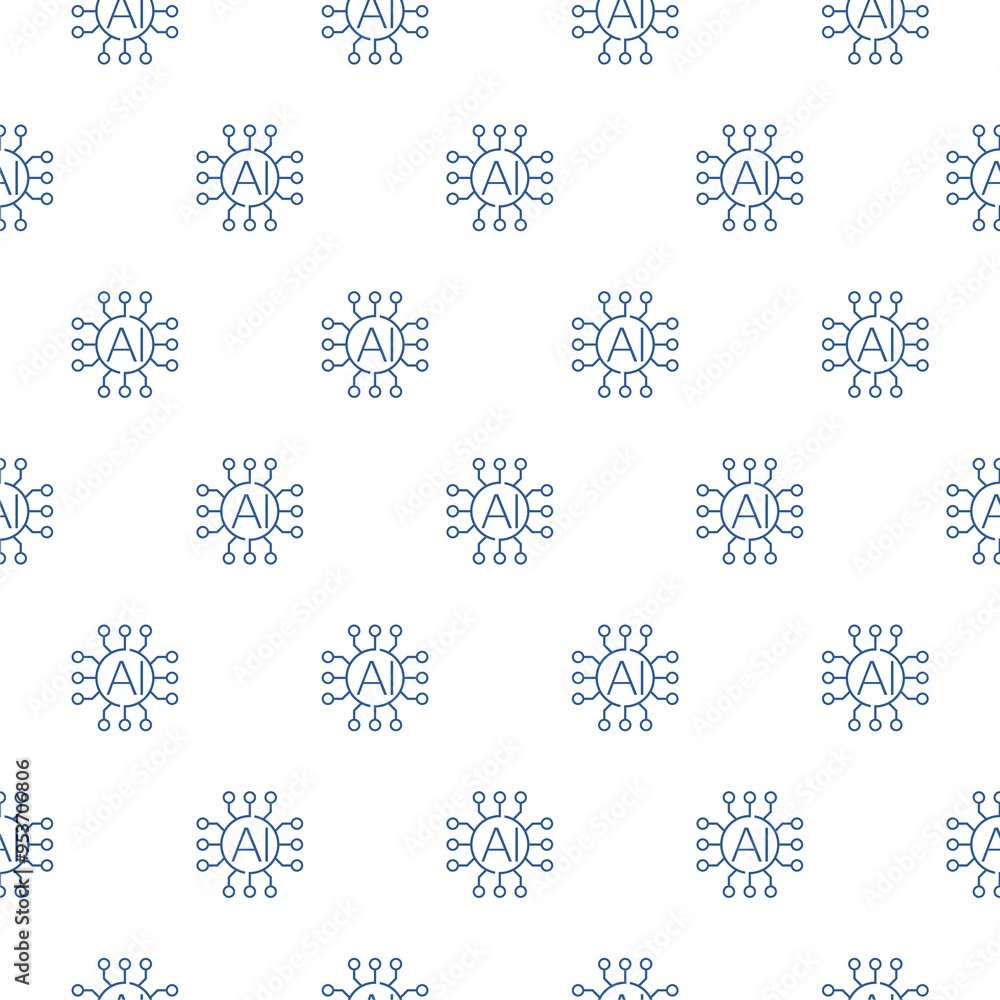 Poster artificial intelligence network icon isolated seamless pattern on white background