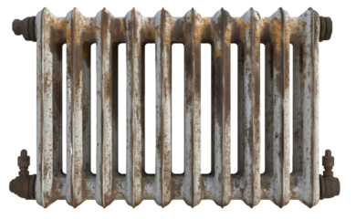 Radiator isolated, providing heat and temperature control, a domestic energy equipment object for cold winter, modern white heater technology for warm comfort in a home