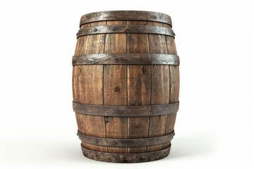 Fototapeta premium Wooden barrel isolated on a white background